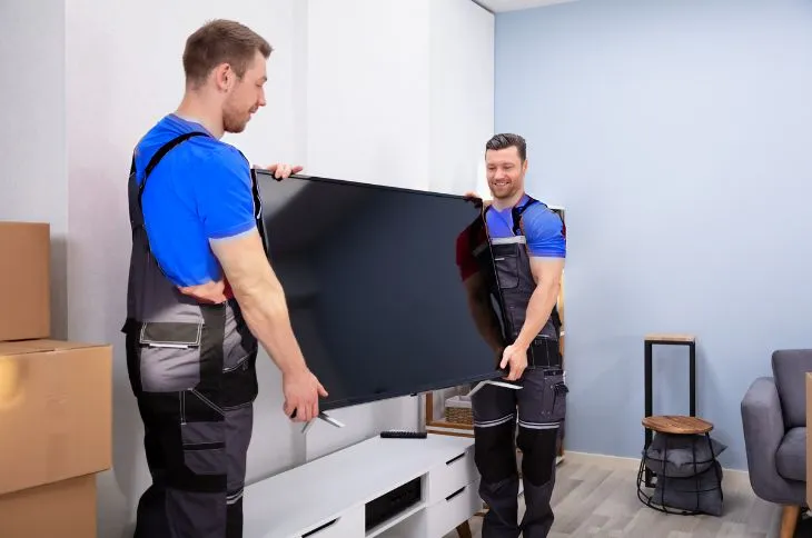 Umzugskartons werden entladen Umzugskartons werden entladen